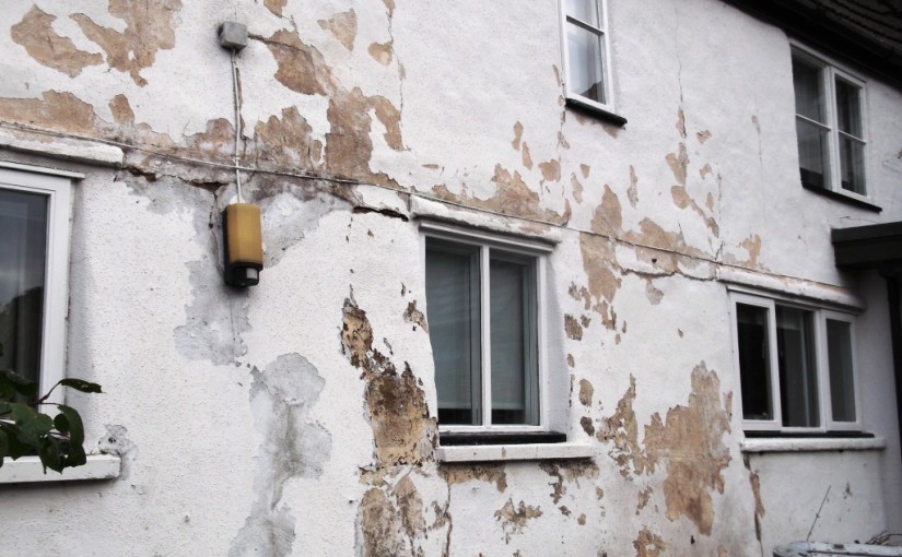flaky paint due to penetrating damp