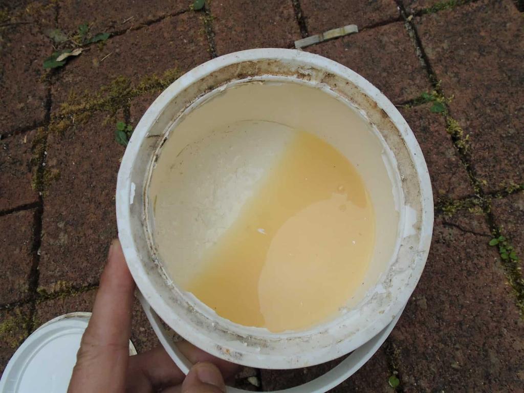 Solvent separating in old paint